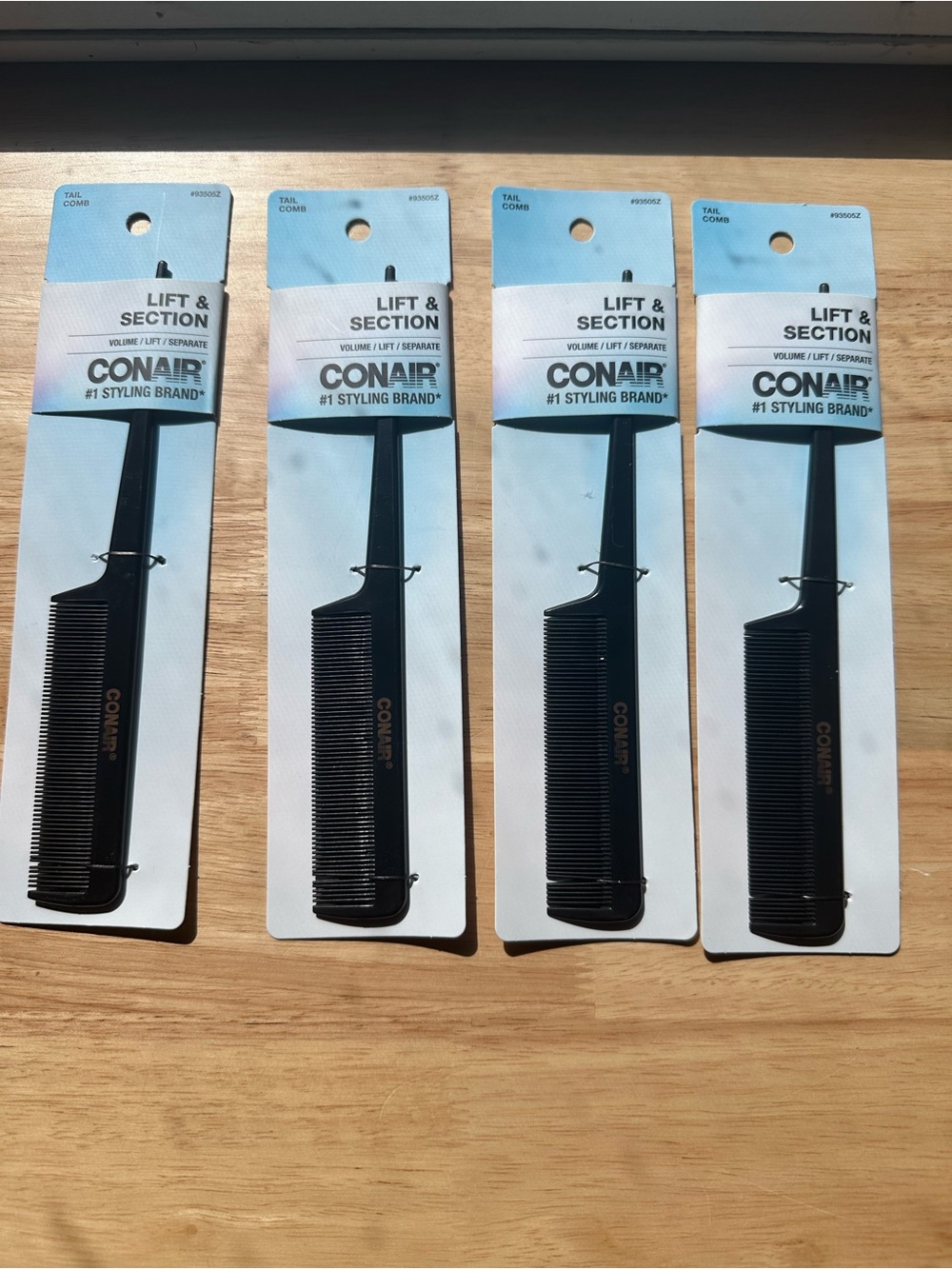 Conair Lift & Section Tail Comb - Black set of four